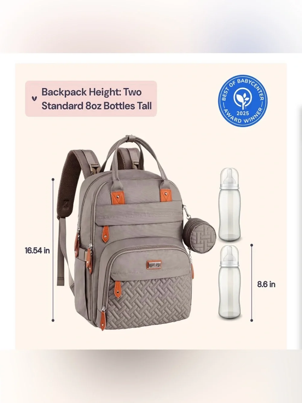 BabbleRoo Unisex Diaper Bag Khaki Color